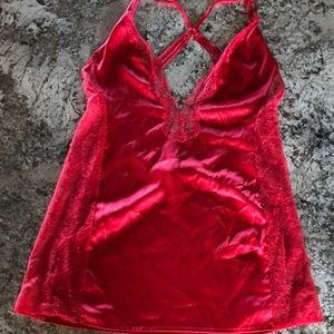Victoria’s Secret Red Sz M Silk and Lace Racerback Babydoll
